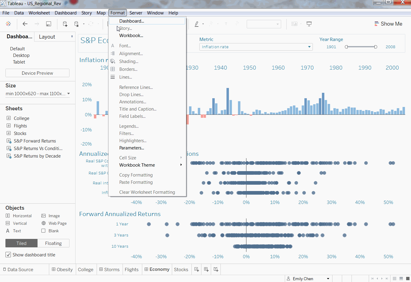 Tableau Multiple Charts In One Worksheet