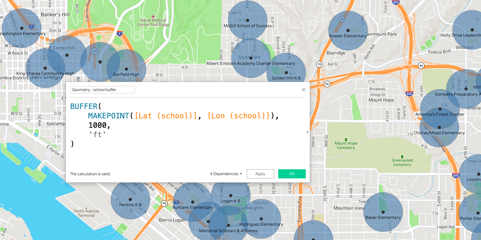 Seeing and understanding proximity made easy with buffer calculations