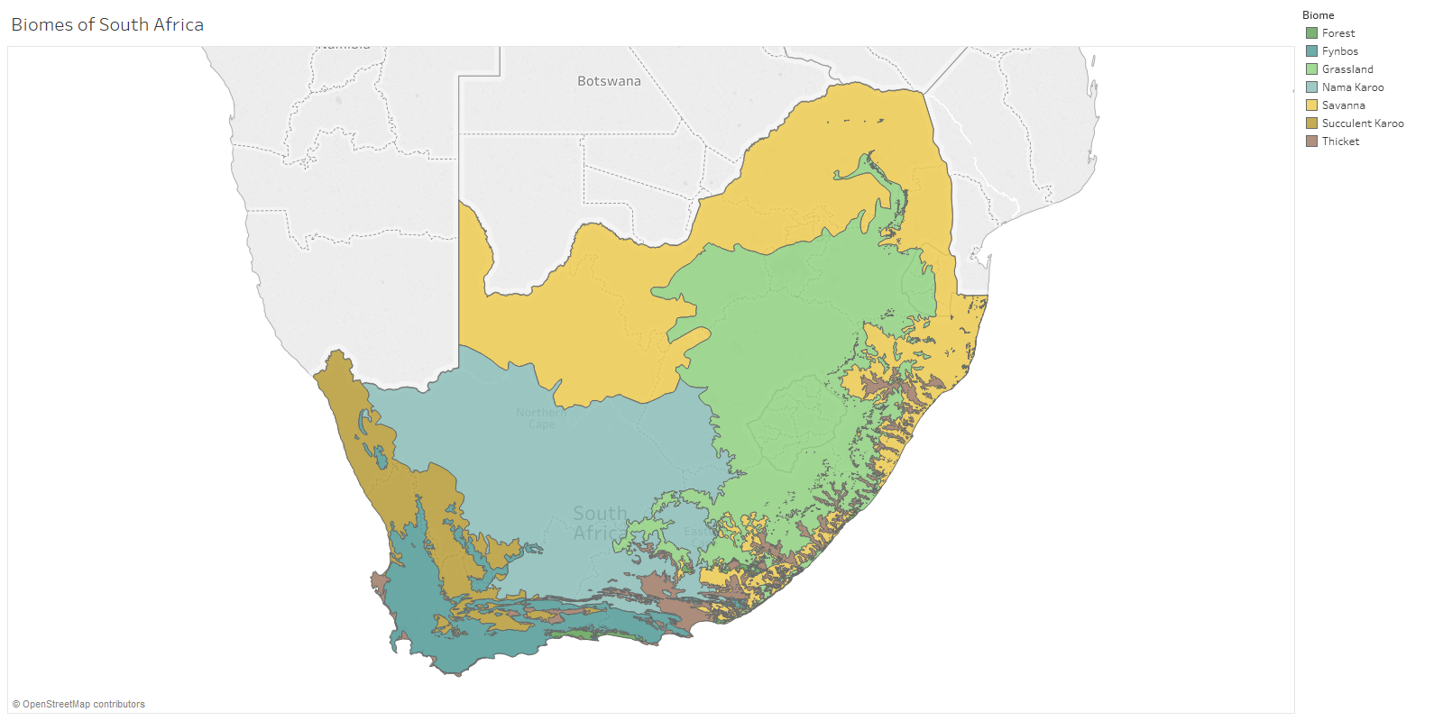 biomes of south africa Tableau geospatial visualization