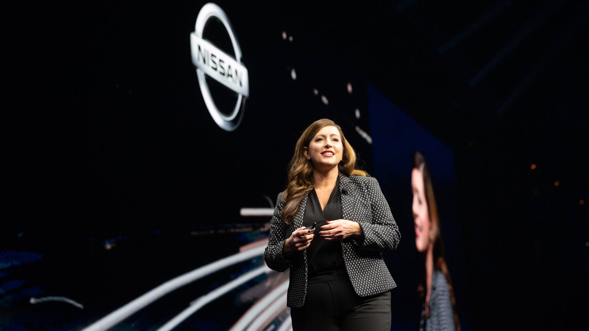 Danielle Beringer from Nissan North America on stage at TC19