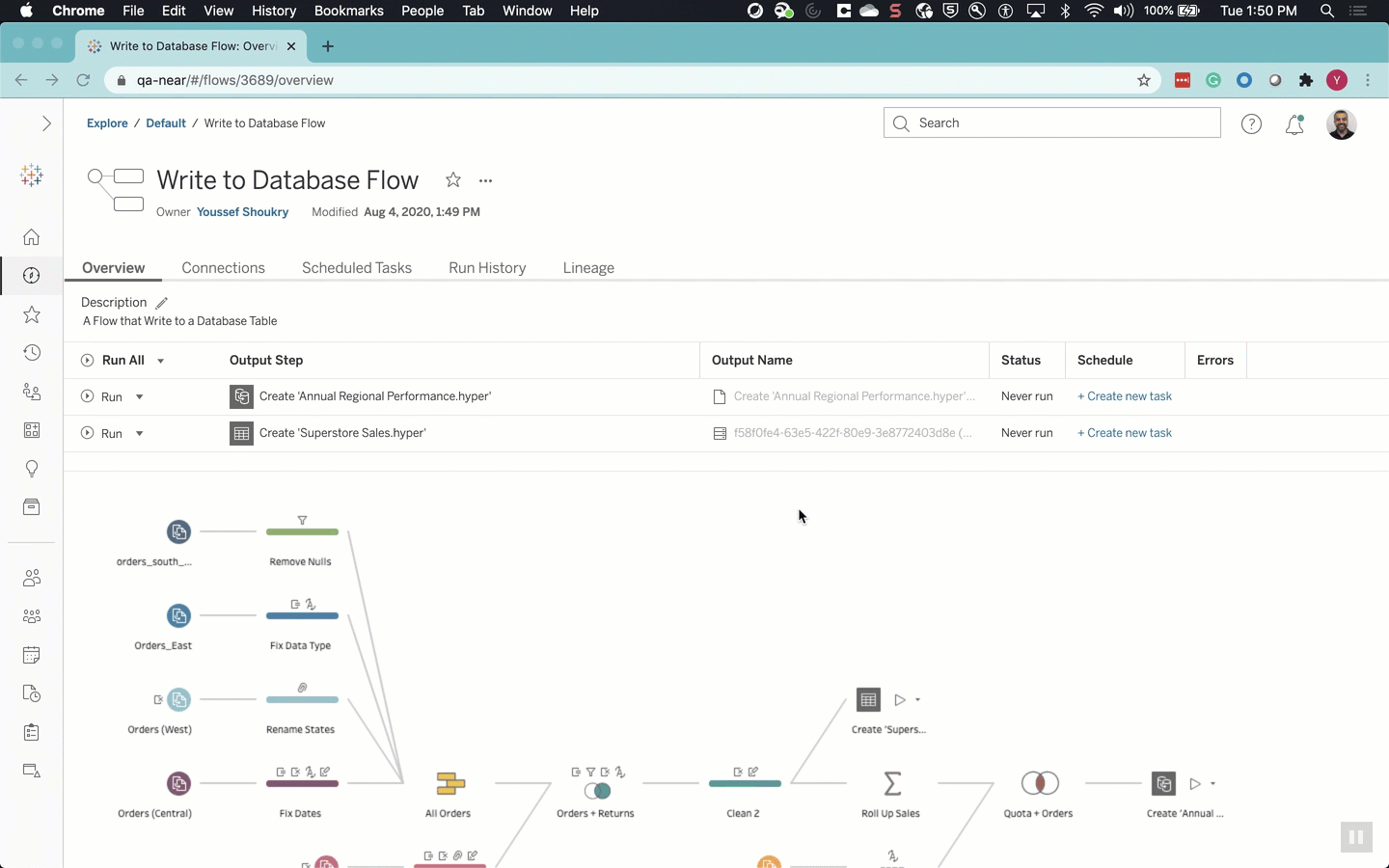 Write to database flow in Tableau 2020.3