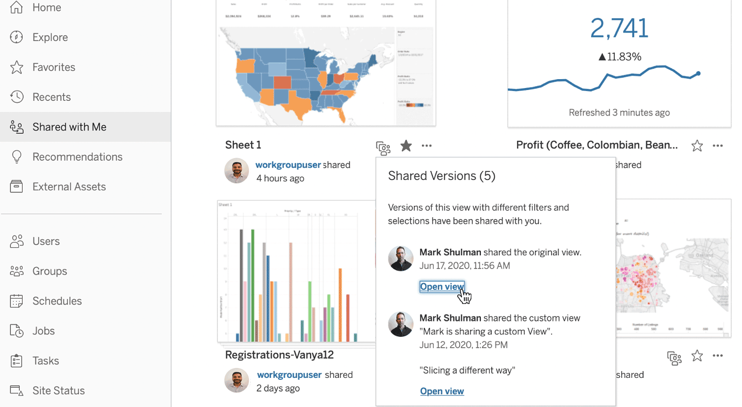 Shared with me tab in Tableau 2020.3